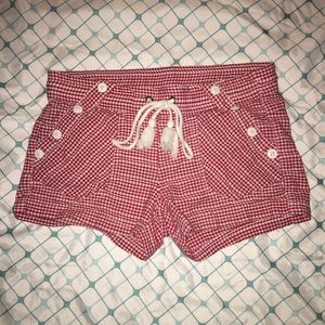 Red and white plaid shorts